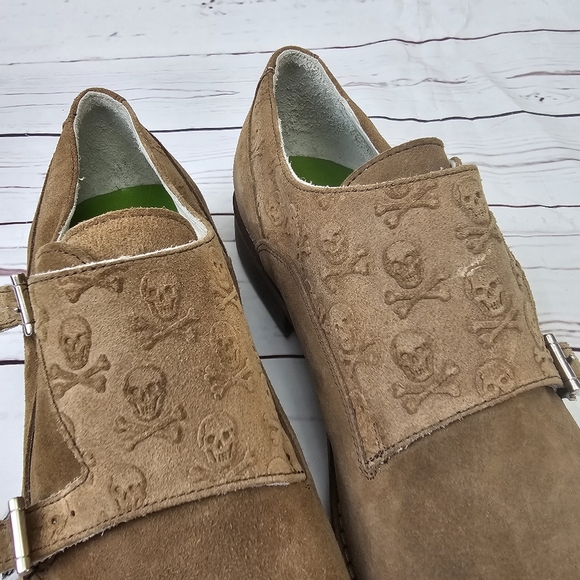 Verba Made In Italy Suede Skull Print Monk Shoes Size US9 - Picture 8 of 13